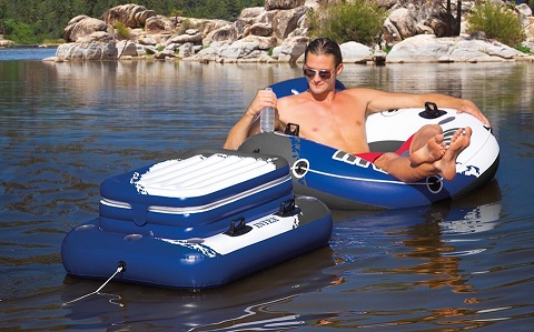 floating cooler on the lake