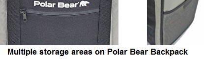 polar bear backpack cooler storage areas