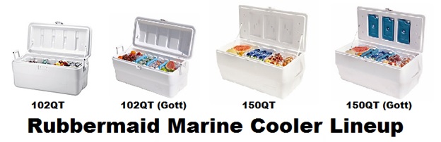 Rubbermaid Marine Cooler 150 Qt Stain Odor Resistant Rust Proof Plastic White 