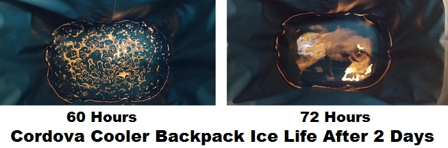 cordova cooler backpack ice life after 2 days